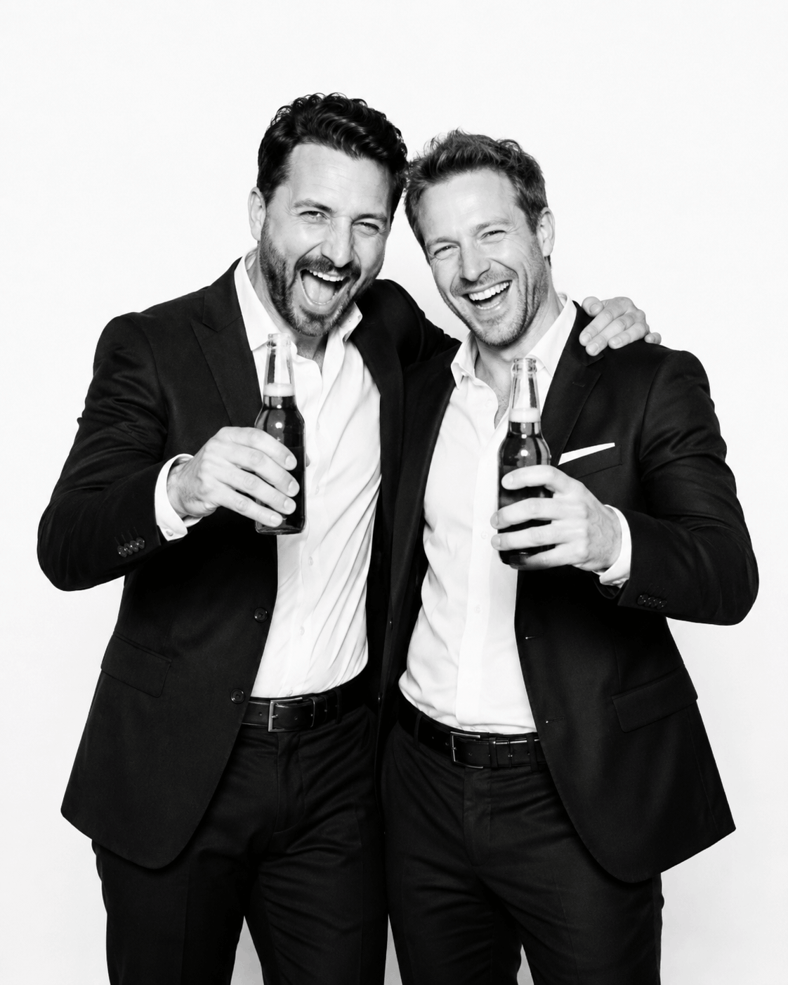 Brindis entre amigos con cerveza